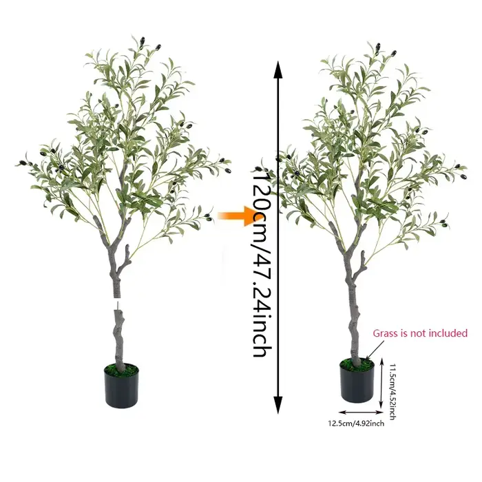 1 arbre d'olivier artificiel de 120 cm de haut, plante artificielle pour la décoration de la maison,