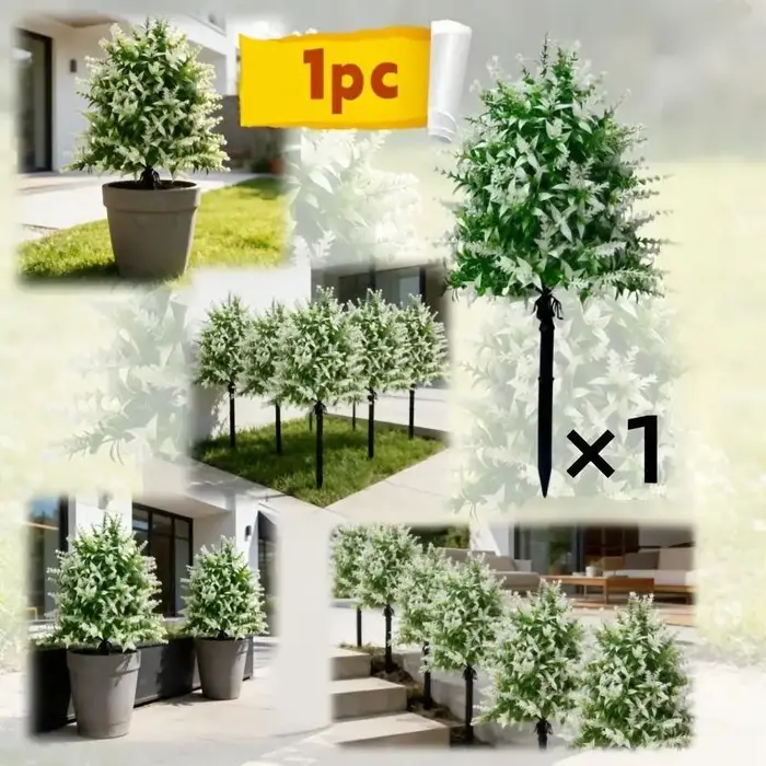 ㈅ Plante artificielle en forme de lavande, fleur violette artificielle sur piquet pour jardin, cour, patio, pelouse, décoration extérieure