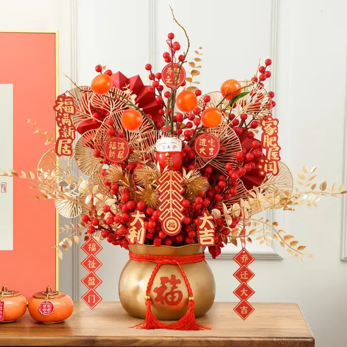 Décoration de fête de vacances chinoise fleurs artificielles décor de bureau de maison de noël