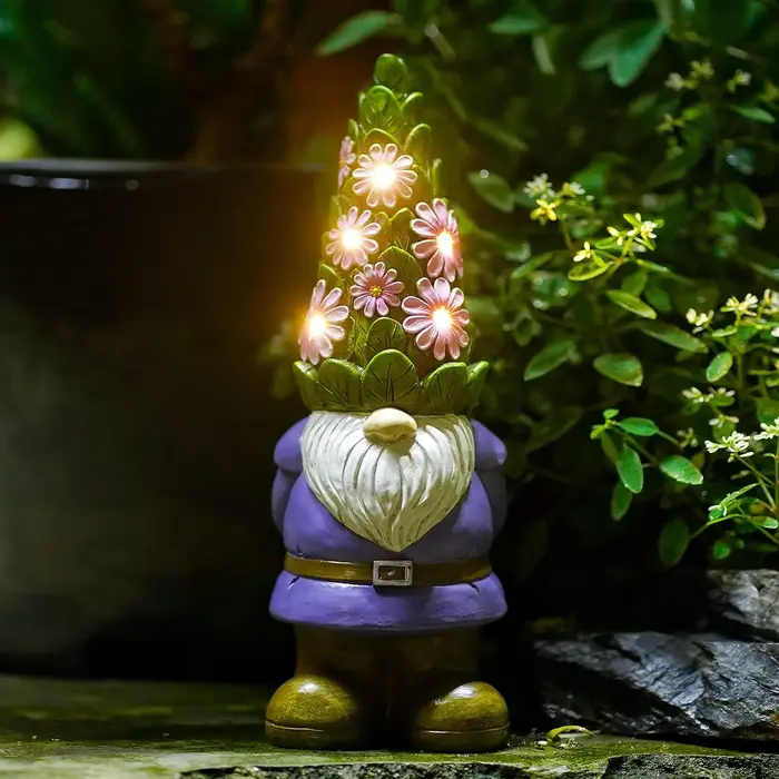 Statues extérieures de jardin solaire ange avec succulente – Figurine de jardin extérieure pour pati