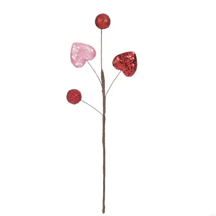 Fleur artificielle décorative avec des motifs cœur, décoration pour Occasions Festival, ornement tig