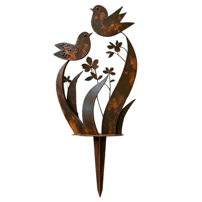 Décorations florales en fer forgé à insérer dans le sol, style campagnard, pour jardin, branches, oi
