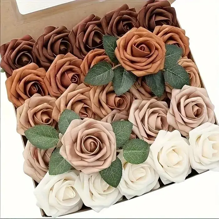 Fleurs Artificielles en Mousse avec Tiges pour Bouquets de Mariage