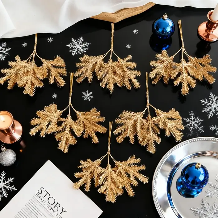 Plantes artificielles doré faux branches avec gel arbre de noël accessoire maison vase charges mariage décor scrapbook centres