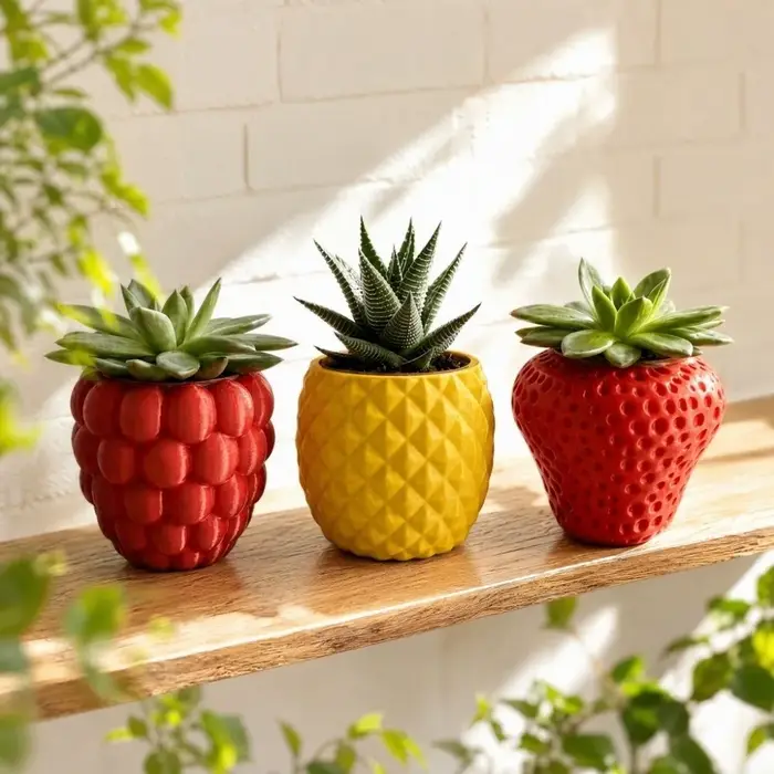 Pot de fleurs en plastique réaliste pour fruits et plantes, support de pot de fleurs autoportant, ananas imprimé en 3D, pour succulentes, décoration d'intérieur