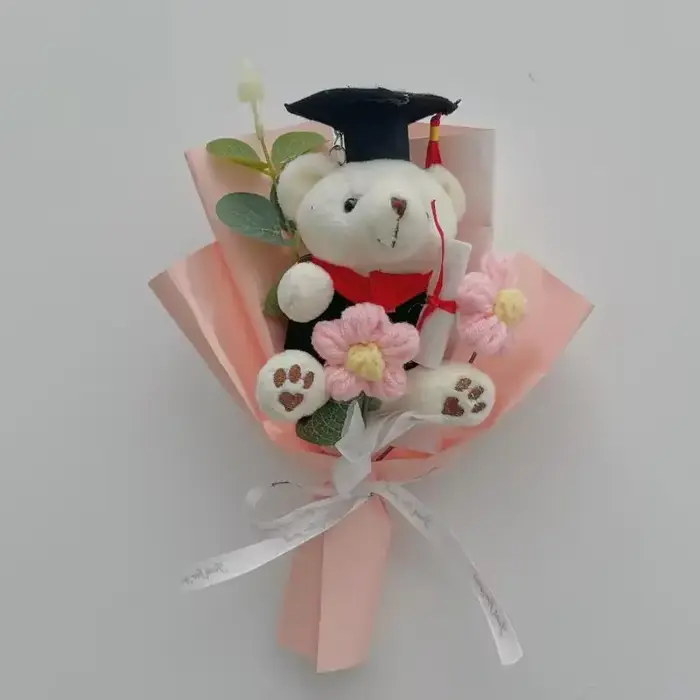 Mini Bouquet de Fleurs Artificielles Dr Bear, Fleurs Cadeau Fête des Mères, Fleurs Tricotées à la Ma