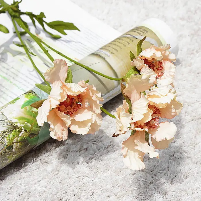 Fleurs artificielles 3 têtes pinacle pour décoration de jardin maison