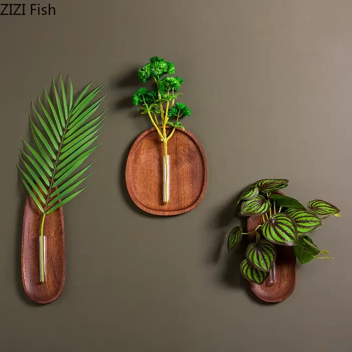 Vase mural en bois, Pots de plantes