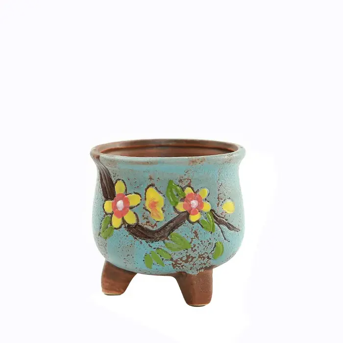 Mini pot à succulentes peint à la main coréen, pot à pouce en céramique coloré, décoration d'intérieur Zakka pour petits cactus