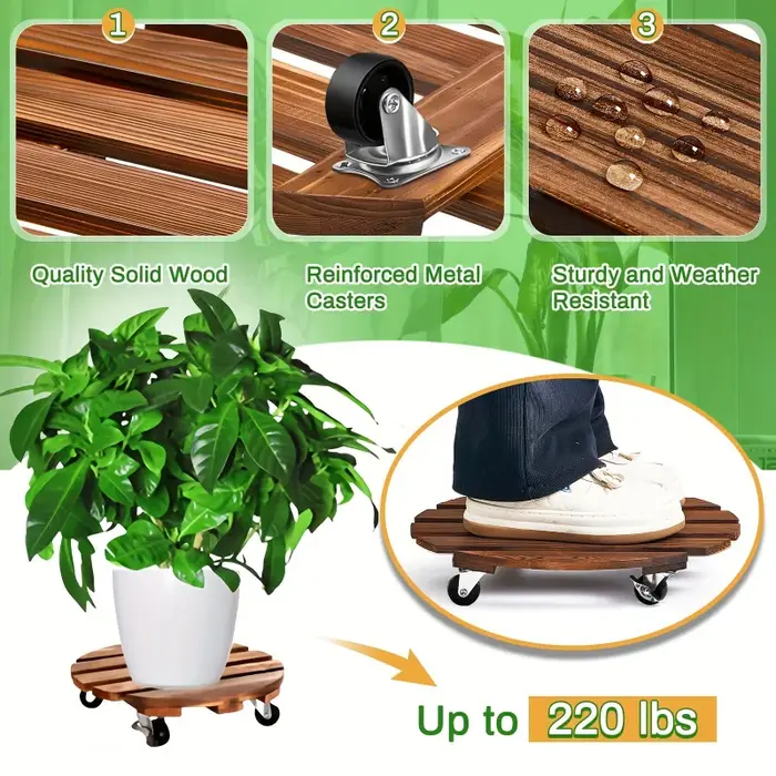 Support de plante à roulettes avec roues