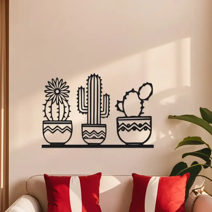 Un art mural en métal de cactus