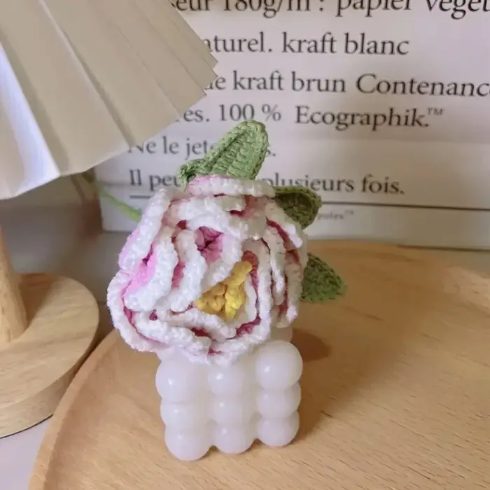 Bouquet de pivoines au crochet fait à la main, fleur artificielle tissée à la main, fleur de simulat