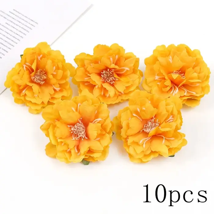 Têtes de fleurs artificielles Orange, fausses fleurs en soie pour décoration de maison, fête de mari