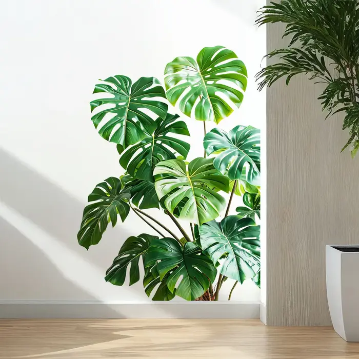 Autocollant mural en forme de feuille de Monstera