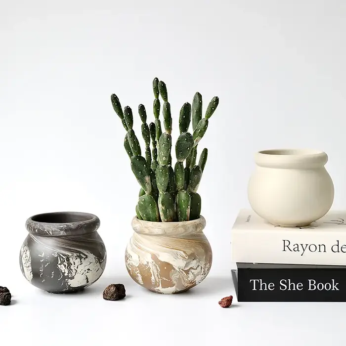 Pot de fleurs mignon en forme de boule ronde, pot en céramique terracotta, mini pot en céramique brute en forme de boule pour plantes vertes