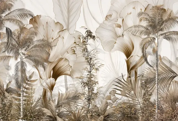 Papier Peint Mural Auto-Adhésif avec Feuille de Bananier Tropicale