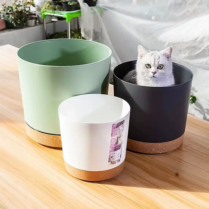 Grands pots légers pour plantes d'intérieur et d'extérieur, en plastique avec drainage