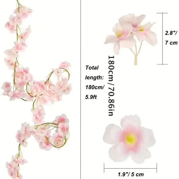 Vignes de fleurs de cerisier en soie simulée