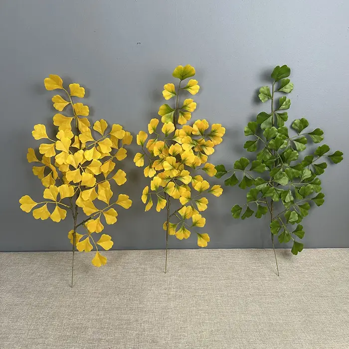 8 pièces de feuilles de Ginkgo artificielles en plastique