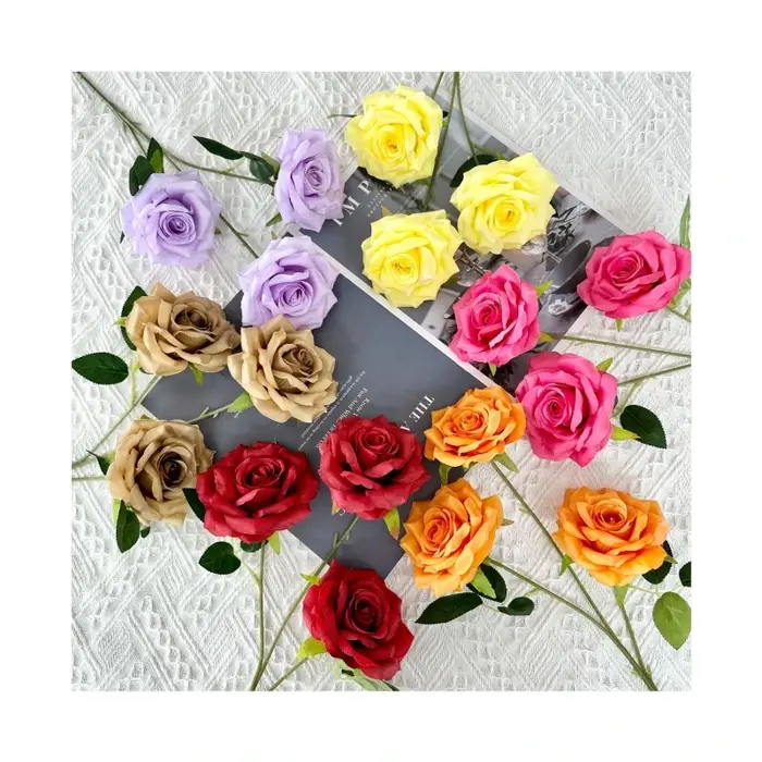 Fleur de rose diamant en soie pour table