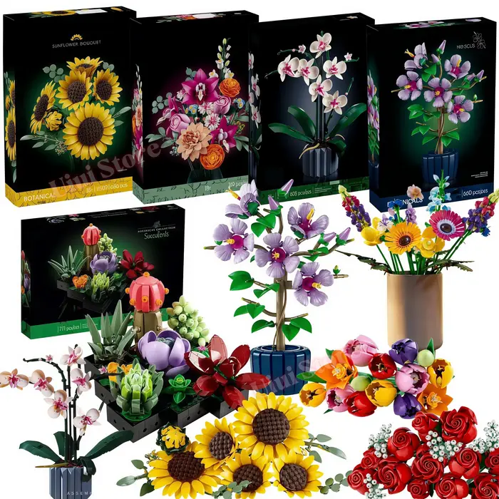 Ensemble de blocs de construction de fleurs artificielles : Orchidée