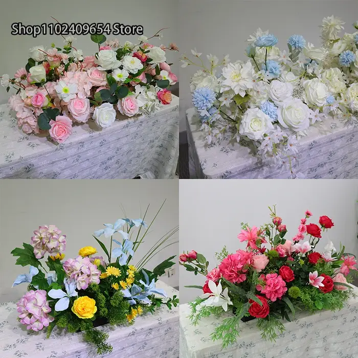 Rose chrysanthème plantes vertes feuille sol Arrangement Floral centres de Table de mariage