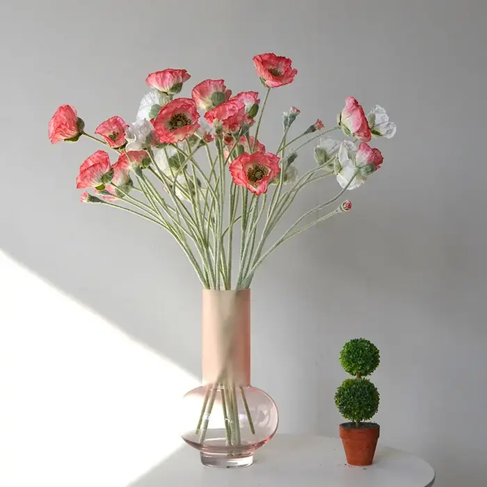 PopMED-Fleur artificielle floquée de coquelicot pour décoration de mariage