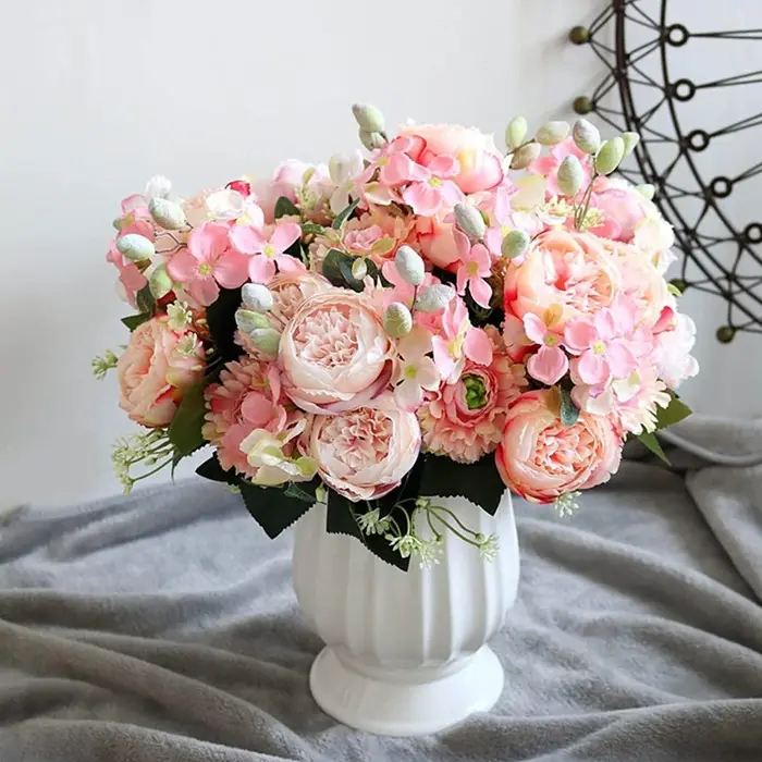 Fleurs artificielles Venus Rose Bouquet De Soie