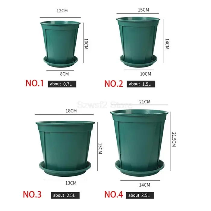Plateaux de pots de fleurs en plastique vert