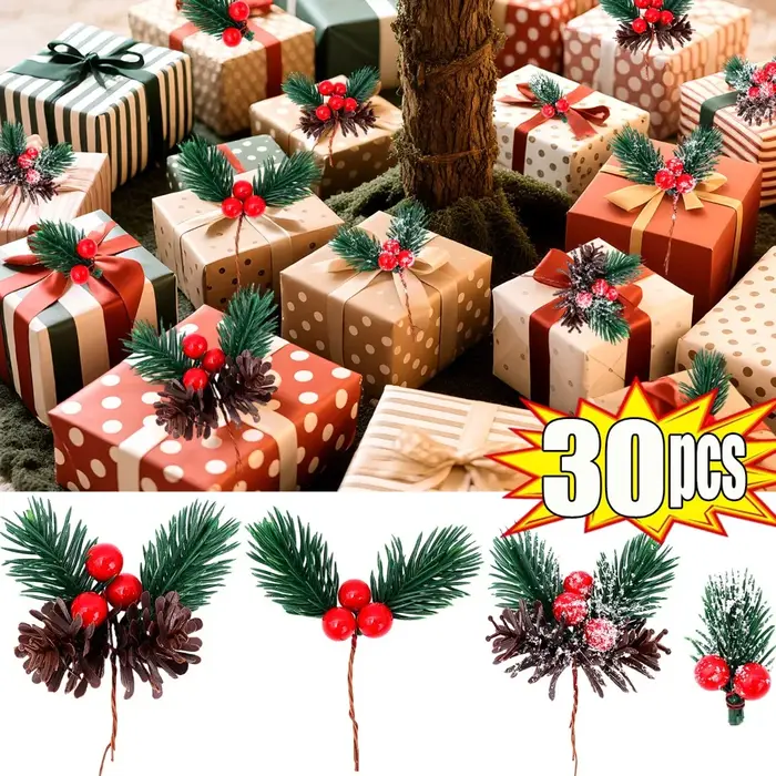 Branche artificielle de sapin avec baies et aiguilles