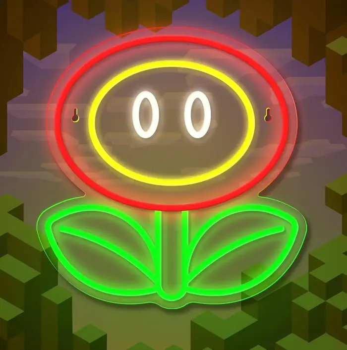 Enseigne au néon de fleur de feu, enseigne au néon de jeu pour homme, grotte, chambre à coucher, salle de Gamer, salon, décoration murale de fête, cadeaux d'anniversaire et de noël