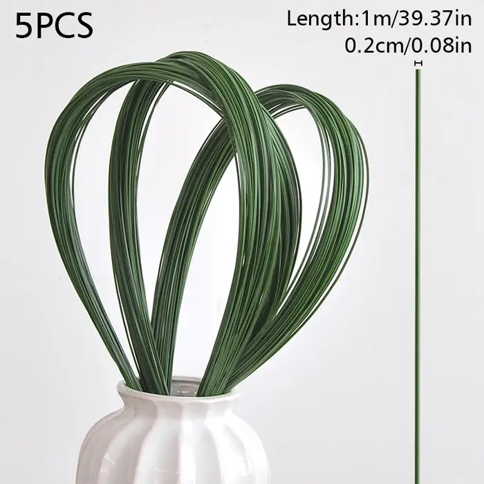 Tige de fleur verte foncée artificielle, 5 pièces, matériel Floral, accessoires de tige de fil faits
