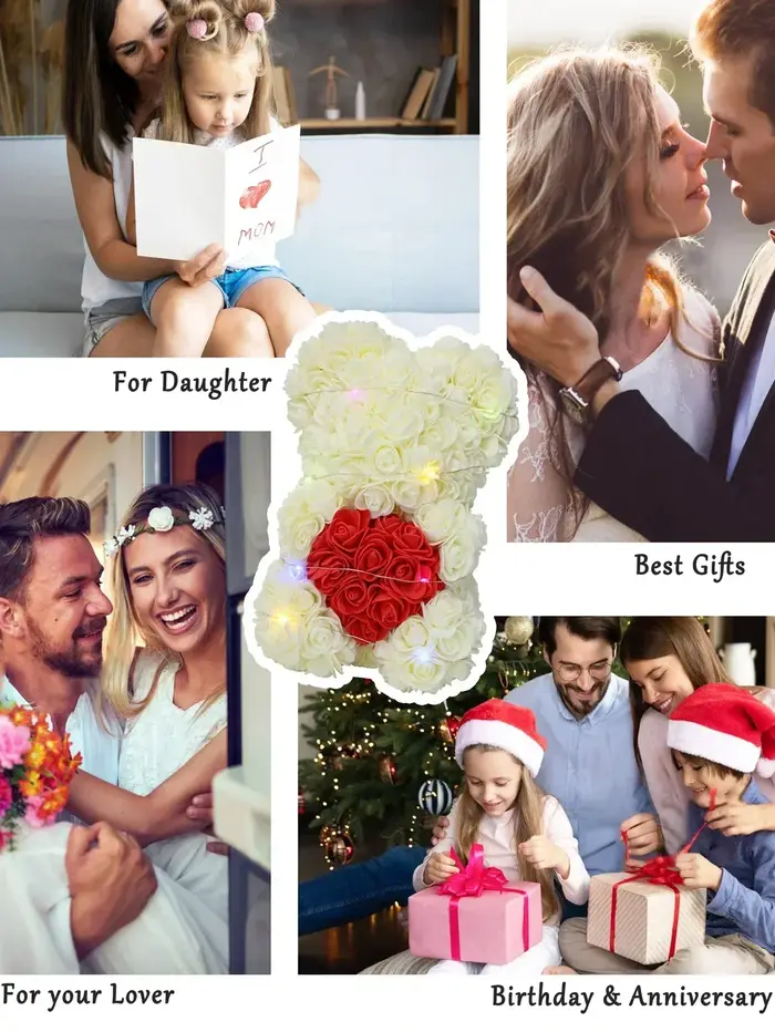 Ourson en roses artificielles