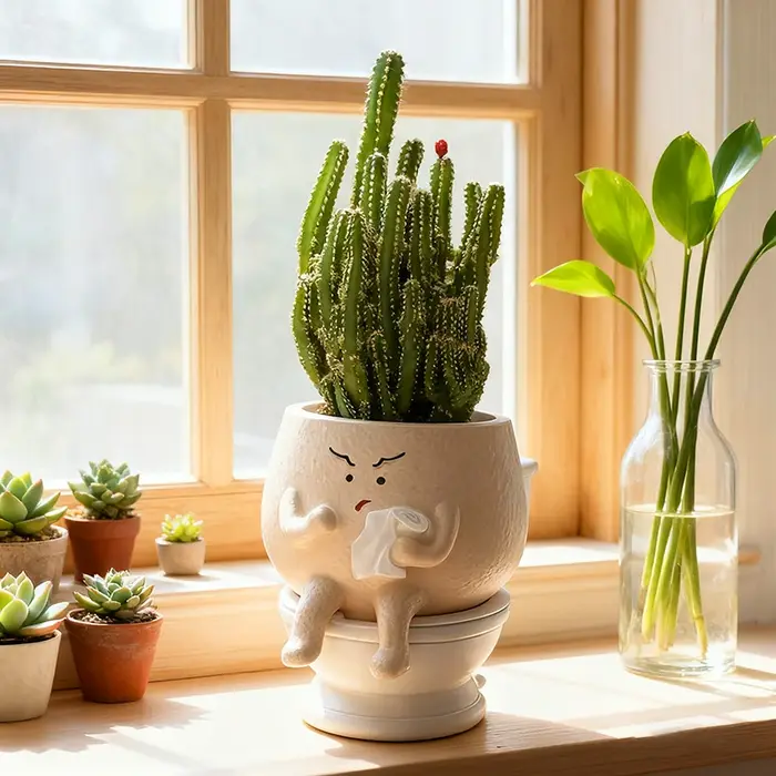 Pot de fleurs amusant en forme de toilette pour plantes succulentes