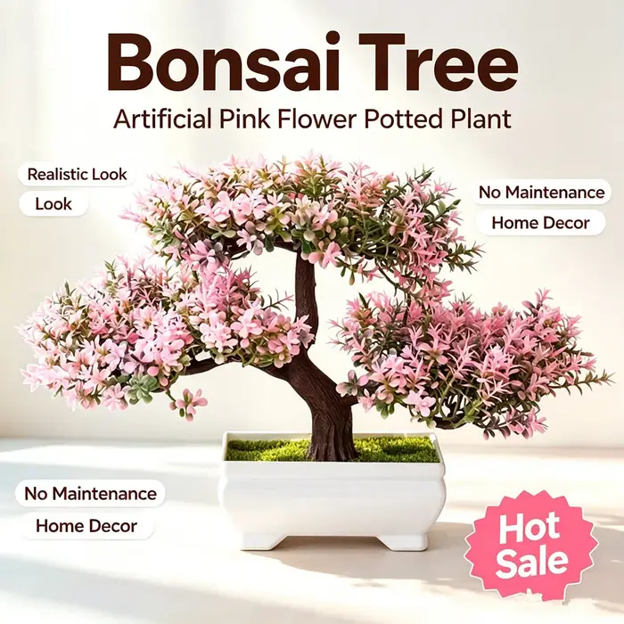 Plantes artificielles, bonsaï, petit arbre en pot, fausses fleurs, décorations en pot pour la maison, la table, la décoration de la chambre, le jardin d'hôtel.