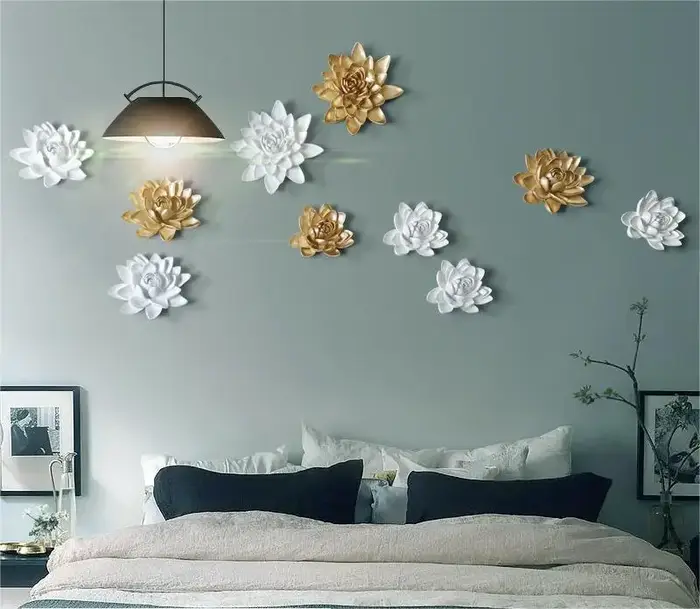 Décoration murale de fleurs en résine 3D