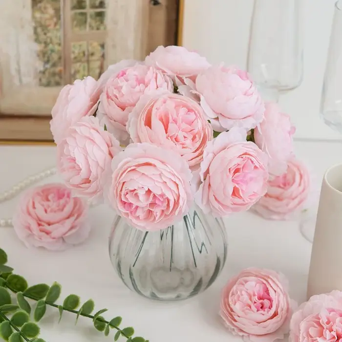 Fleur artificielle soie pivoine tige combinaison cour extérieure mariage bouquet de mariée maison chambre vacances couronne boîte de bricolage Decoratio