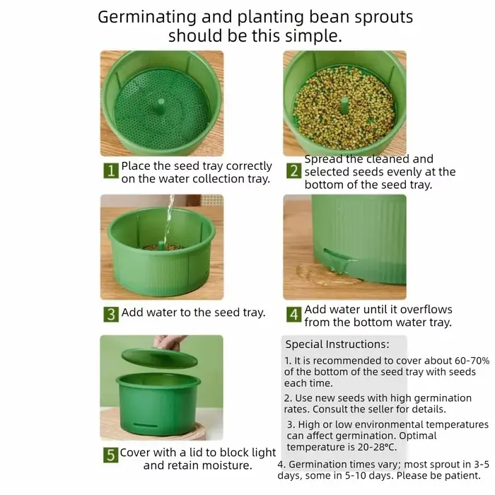 Pots de pépinière en plastique pour germes de haricots
