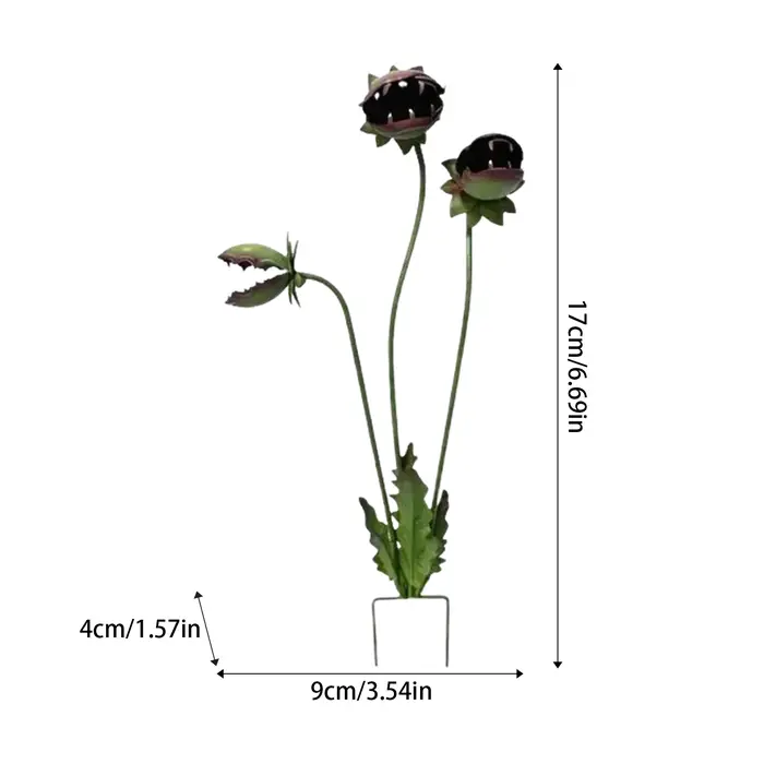 6.69/12in Iron Venus Flytrap Monster Plant Sculpture, Decorative Garden Sculpture Stake for Lawn Gar