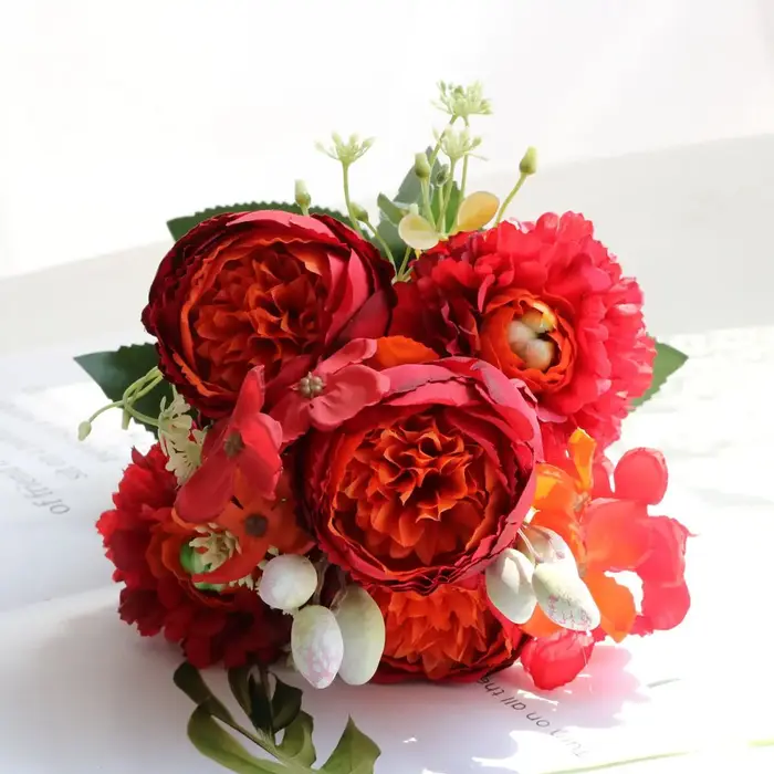 Fleurs artificielles Venus Rose Bouquet De Soie