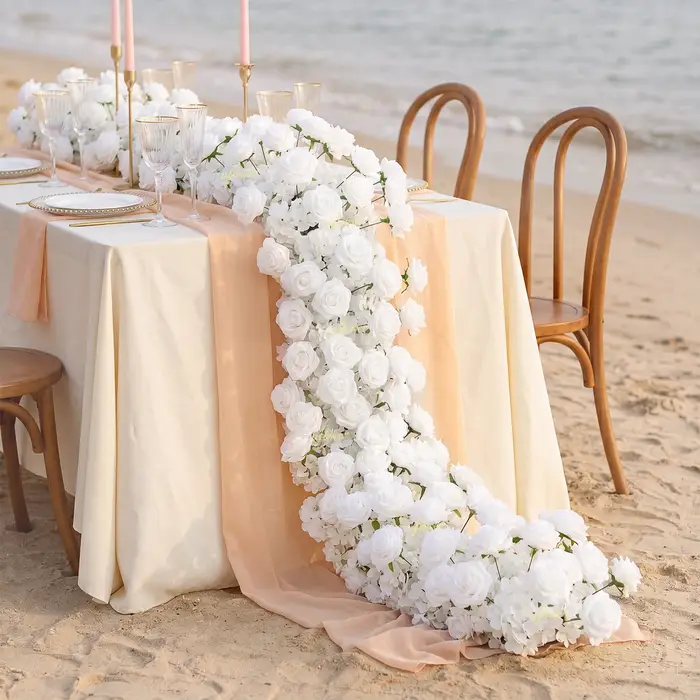 Uflower Rose blanche de luxe de 2 m pour arrangements de mariage