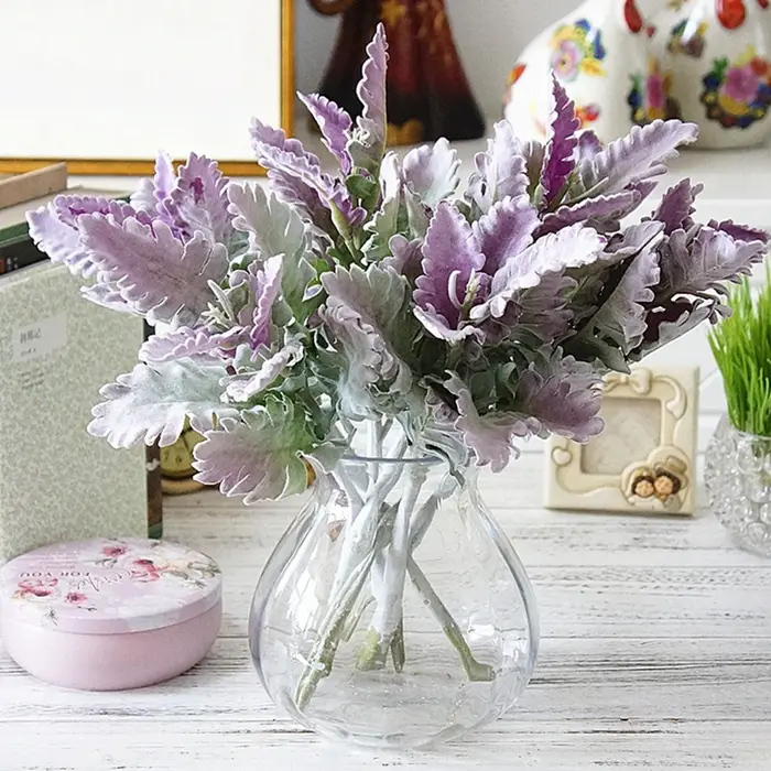 Fleurs artificielles feuille de soie flocage Lagomorpha fête Festive mariage décoration de la maison fausses plantes matériaux de Bouquet mural vert