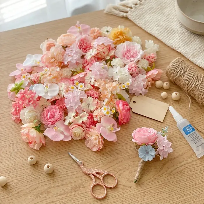 Kit de matériaux pour fleurs artificielles 3-10 cm pour la décoration artisanale DIY