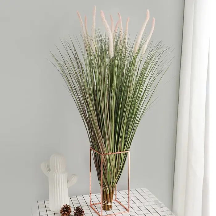 Nouveau 98 cm 2 PC plantes artificielles herbe verte pompon Pampas fausses fleurs fête mariage jardin avec extérieur nordique décoration de la maison