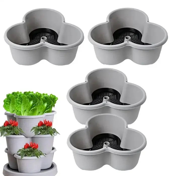 Nouveau pot de fleurs vertical empilable en plastique
