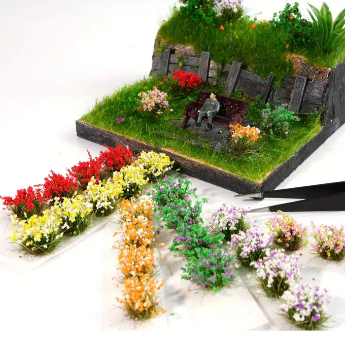 15tufts grappes de fleurs colorées miniatures pour Micro paysage