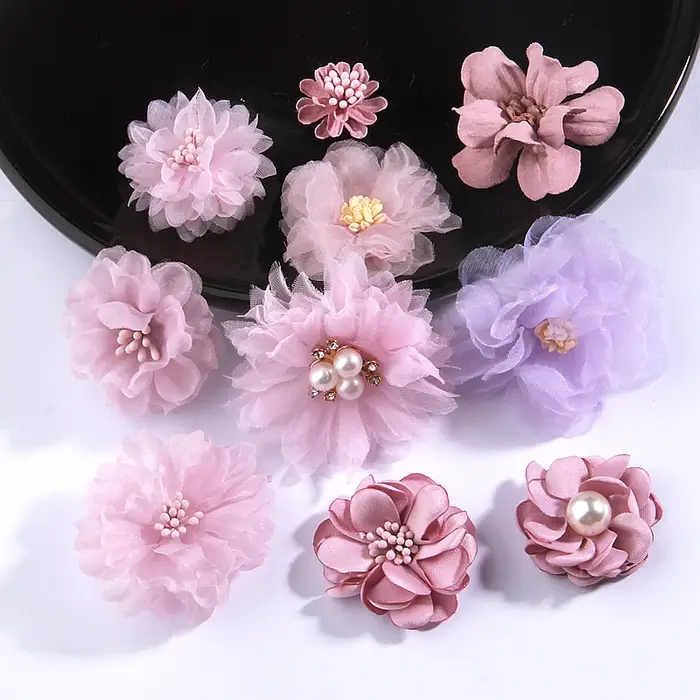 Fleurs artificielles en mousseline de soie, 10 pièces/ensemble, série violette, pour faire-part de m