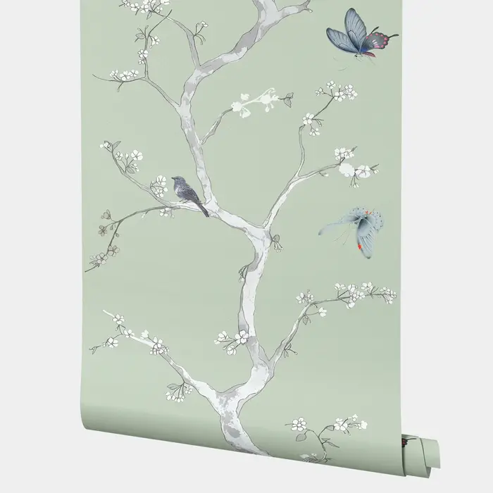Papier peint adhésif Floral Chic arbre oiseau papillon de Style Oriental, décoration d'autocollant m
