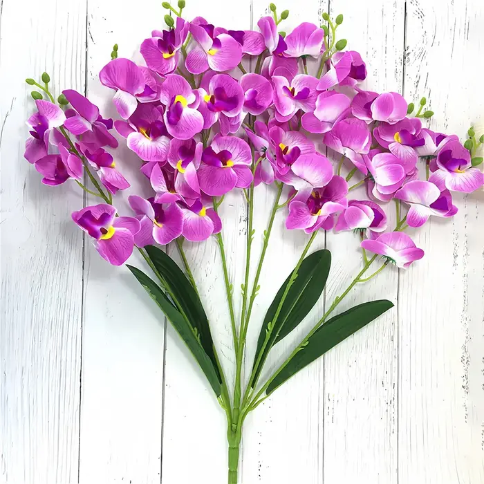 Fleurs artificielles en soie Phalaenopsis, 7 fourchettes, bonsaï, plantes en pot pour salon, décoration de maison, ornement Floral d'intérieur