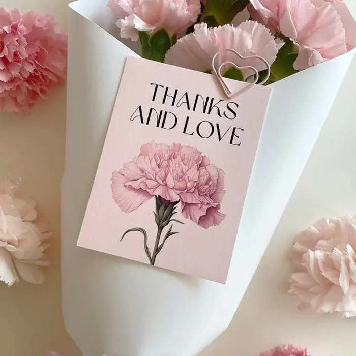Cartes de remerciement florales œillets